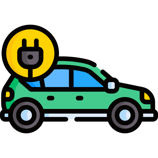 Electric car charging ev pickup car icon