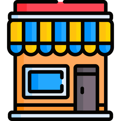 Market shops store building icon
