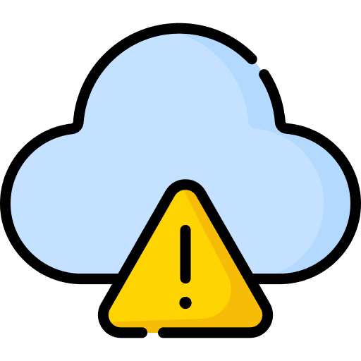 Cloud storage warning sign cloud storage alert icon
