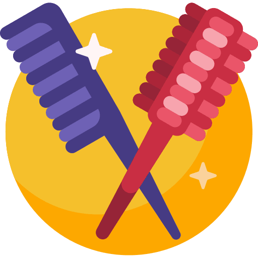 Hair brushes hairdresser hairdressing comb icon