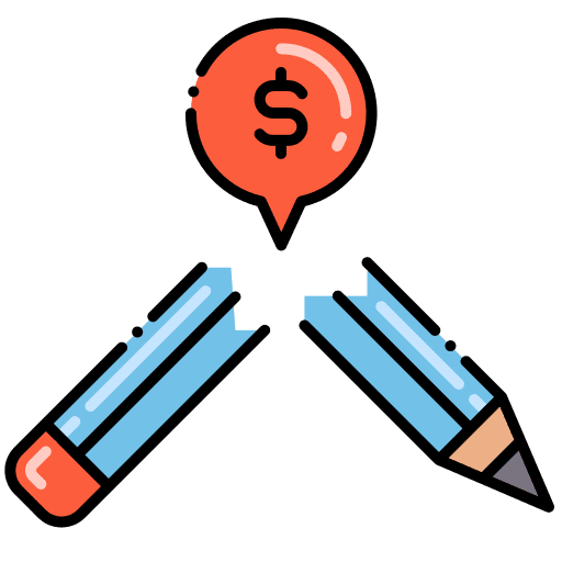 Debt design money pencil icon