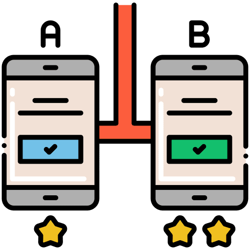 Ab testing writing split electronics icon
