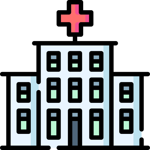 Hospital medical health clinic build icon