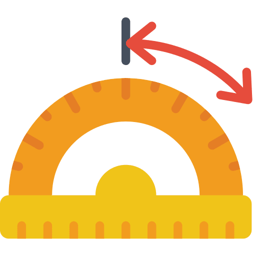 Protractor angle measure measuring utensils icon