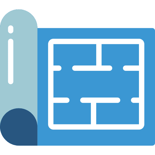 Blueprint design construction and tools caution icon