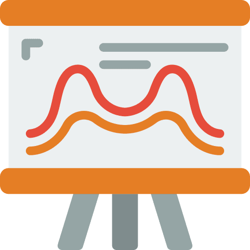 Presentation line graph stats construction and tools icon