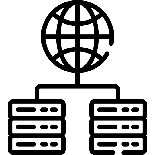 Server communications web media icon