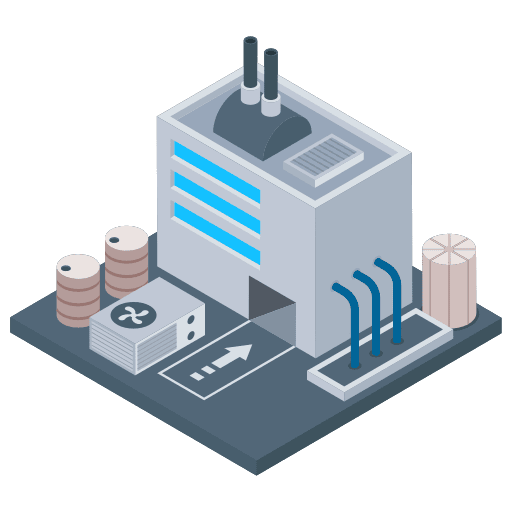 Manufacturing plant buildings plant power icon