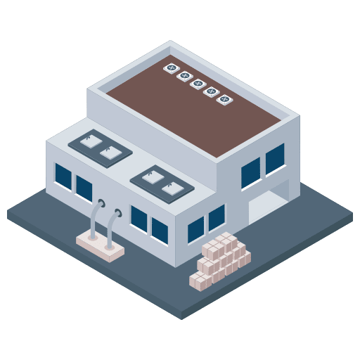 Manufacturing plant hangar transportation storage icon