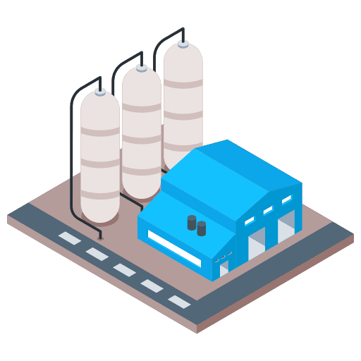 Oil refininery factory buildings power icon