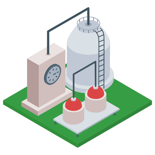 Oil refininery factory pollution tank icon