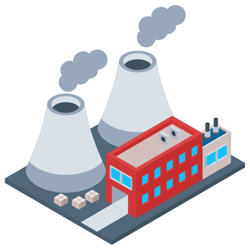 Power industry power pollution factory icon
