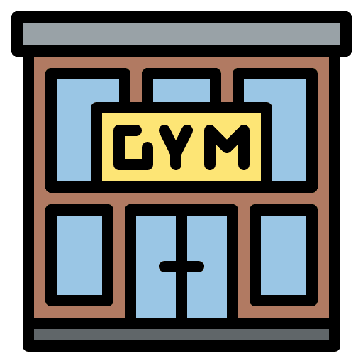 Gym architecture and city building exercise icon
