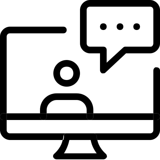 Desktop computer staff meeting meeting discussion icon