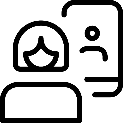 Woman call video networking icon