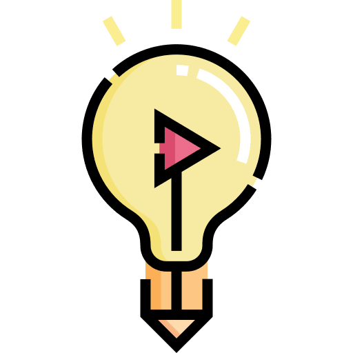 Idea electricity video light bulb icon