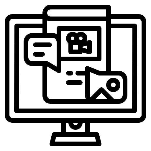 Online learning chat computer lesson icon