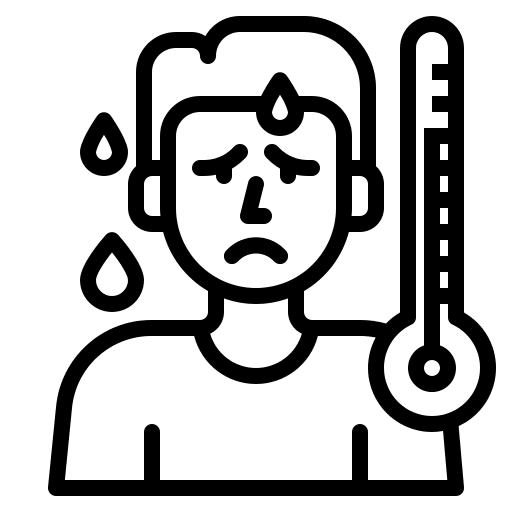 Fever sick person temperature illness icon