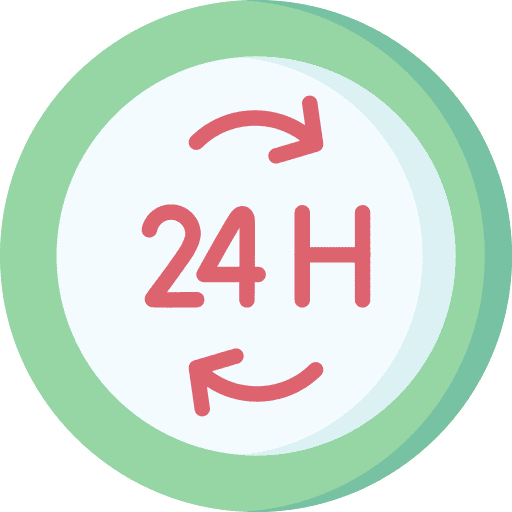 24 hours clock customer service hours icon