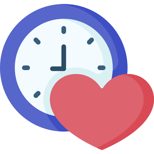 Clock time romantic valentines day icon