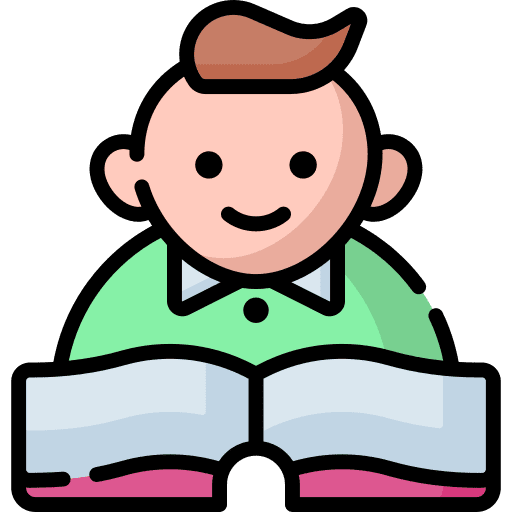 Teach hobbies and free time reading book icon