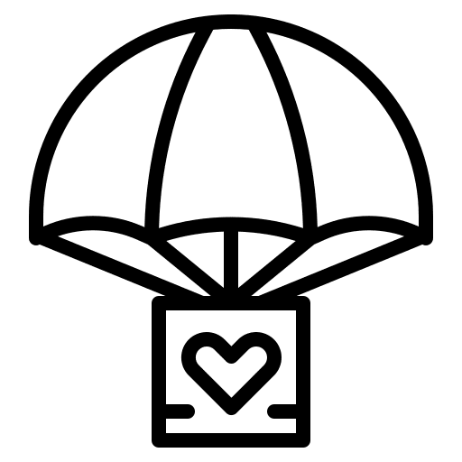 Love parachuting love and romance landing icon