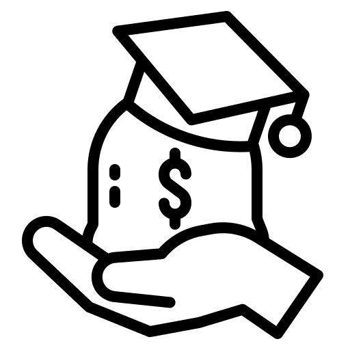 Scholarship money bag studies grant icon