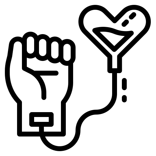 Blood donation donor hand healthcare and medical icon