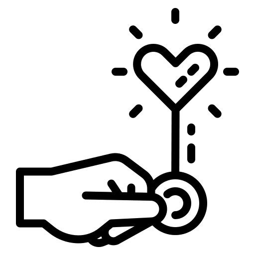 Charity hand love and romance donation icon