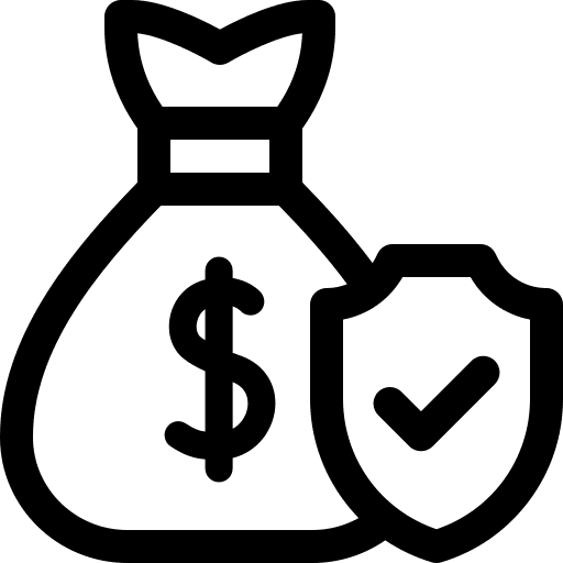 Money bag secure shield lock icon
