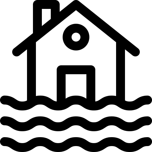 Home buildings flooded house inundation icon