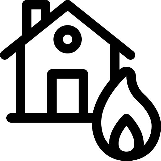Home fire buildings insurance icon