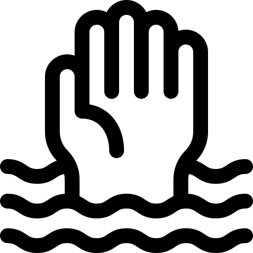 Drown bankruptcy charity hands icon