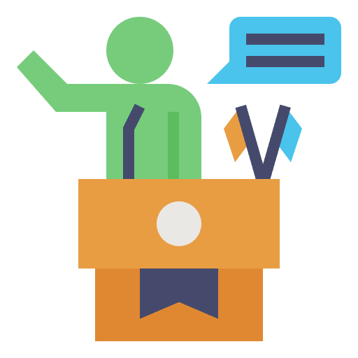 Politician education campaign speech icon