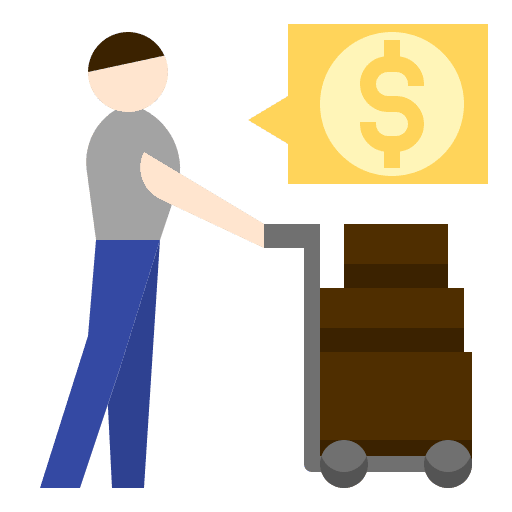 Supplies shipping and delivery man supplies icon