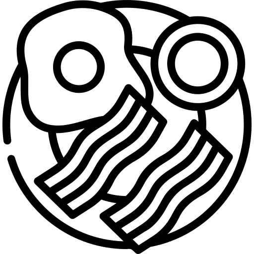 Fried eggs dish lunch bacon strips icon