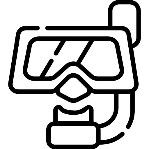 Snorkeling sea sports and competition diving mask icon
