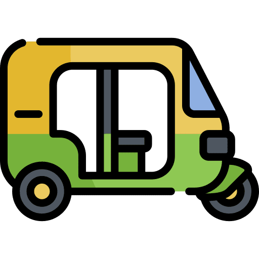 Tuk tuk tourism three wheeler cycle rickshaw icon