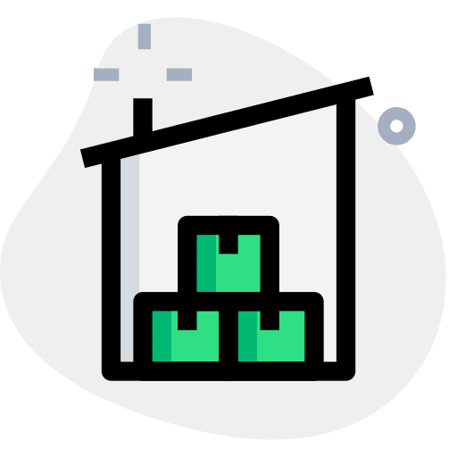 Small shipping stocks warehouse icon