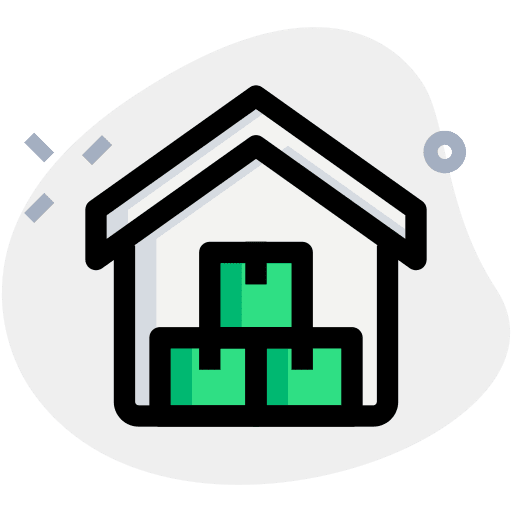 Boxes warehouse empire state building shipping icon