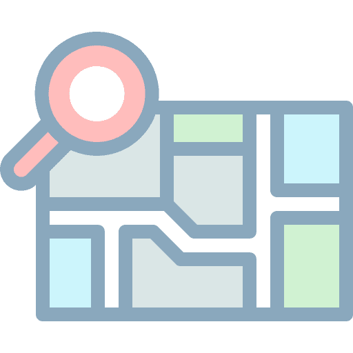 Location magnifying glass gps loupe icon