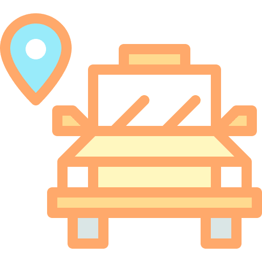 Taxi automobile vehicle maps and location icon