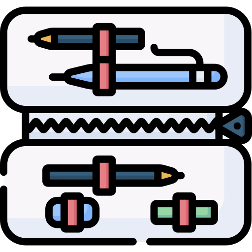 Pencil case pencils writing office material icon