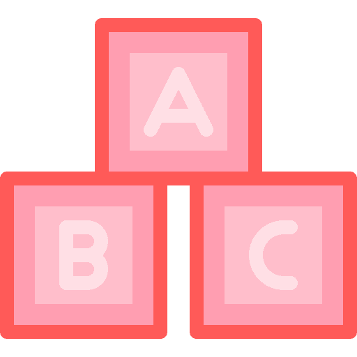 Block letter kid and baby education icon