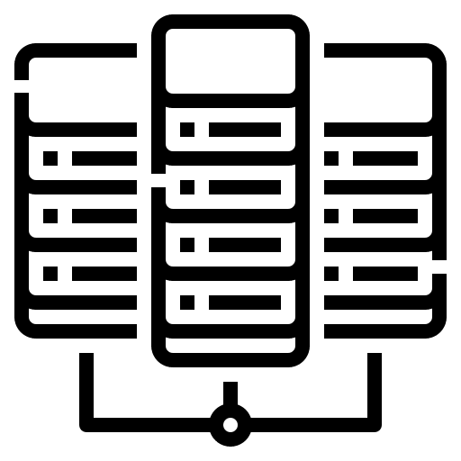 Data center connecting cloud data center icon