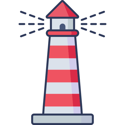 Lighthouse tower architecture and city light tower icon