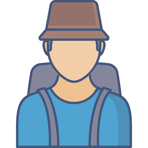 Hiker hiking man journey icon