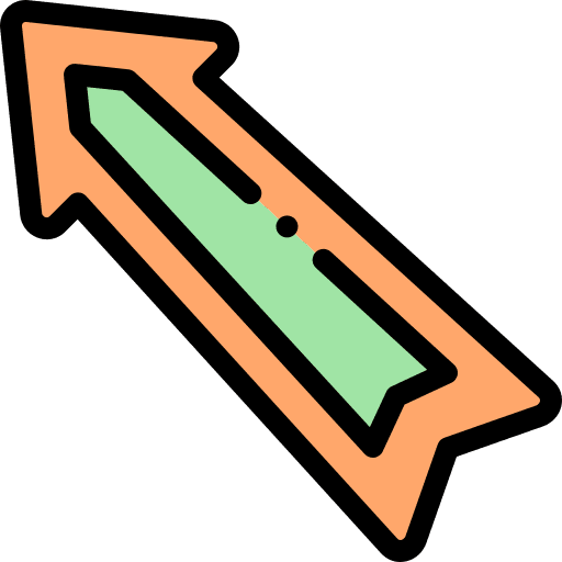 Arrow direction top left sign icon