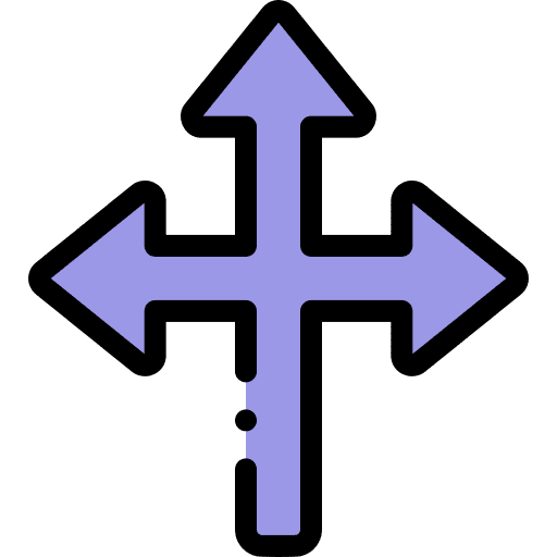 T junction arrows signaling three arrows icon