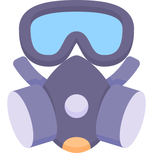 Gas mask paint contamination protection icon